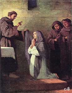 Saint Francis giving Saint Clare the habit