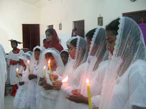 The girls with lit candles